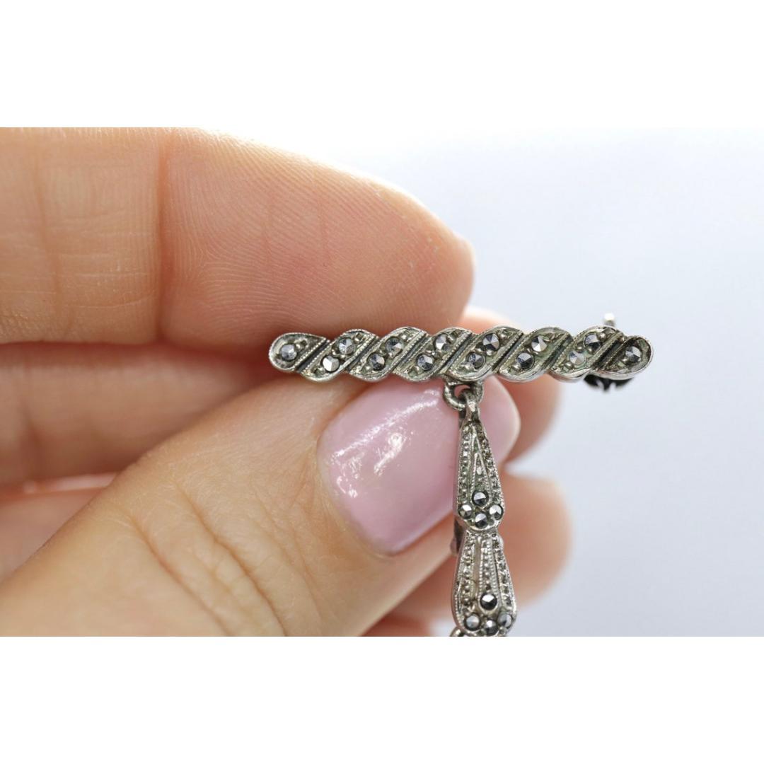 BUCHERER sterling silver and Marcasite manual watch. PIN Brooch Mechanical watch For Sale 2