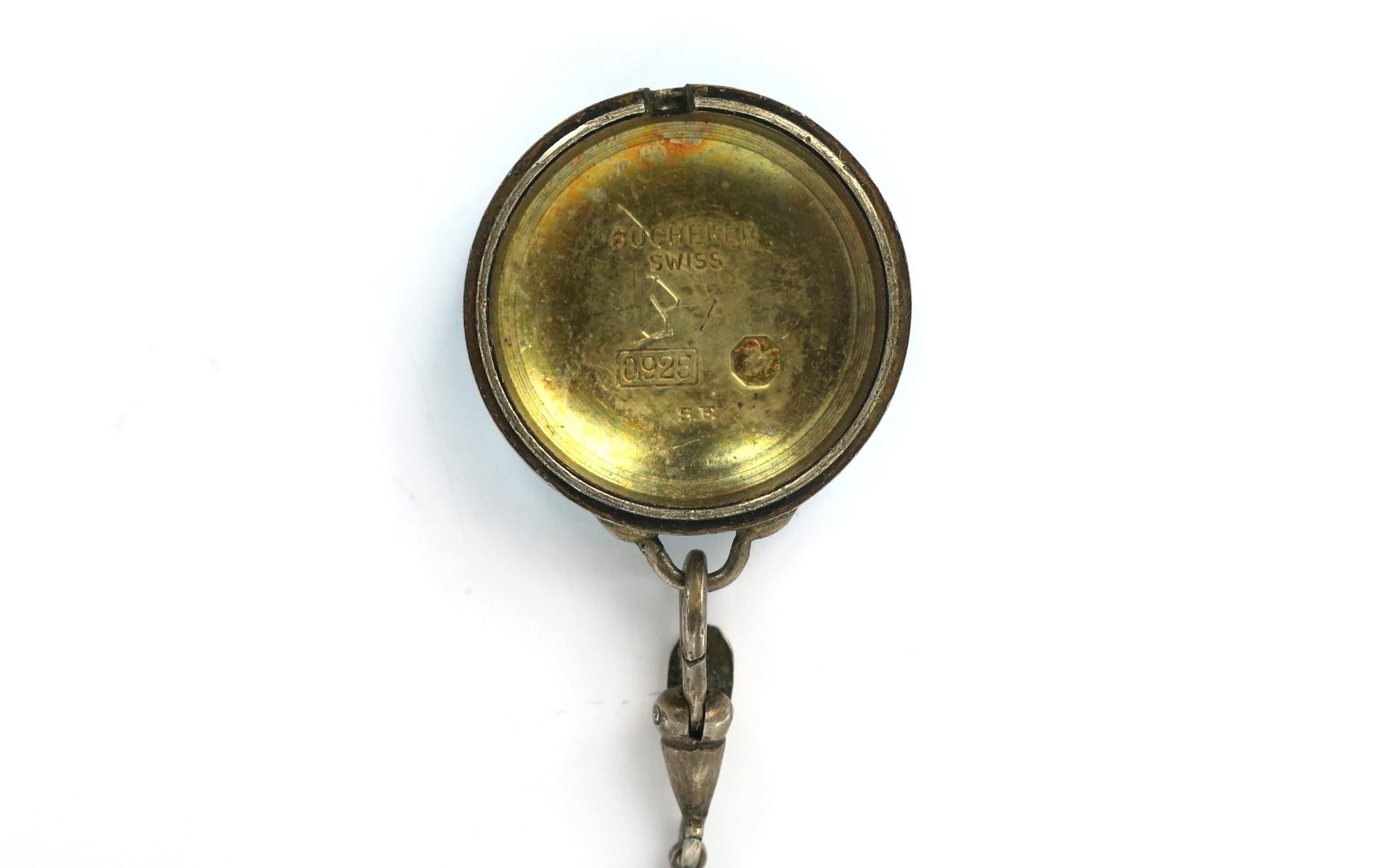 Spilla e portaorologio Bucherer in argento sterling smaltato Guilloche, svizzera in vendita 4