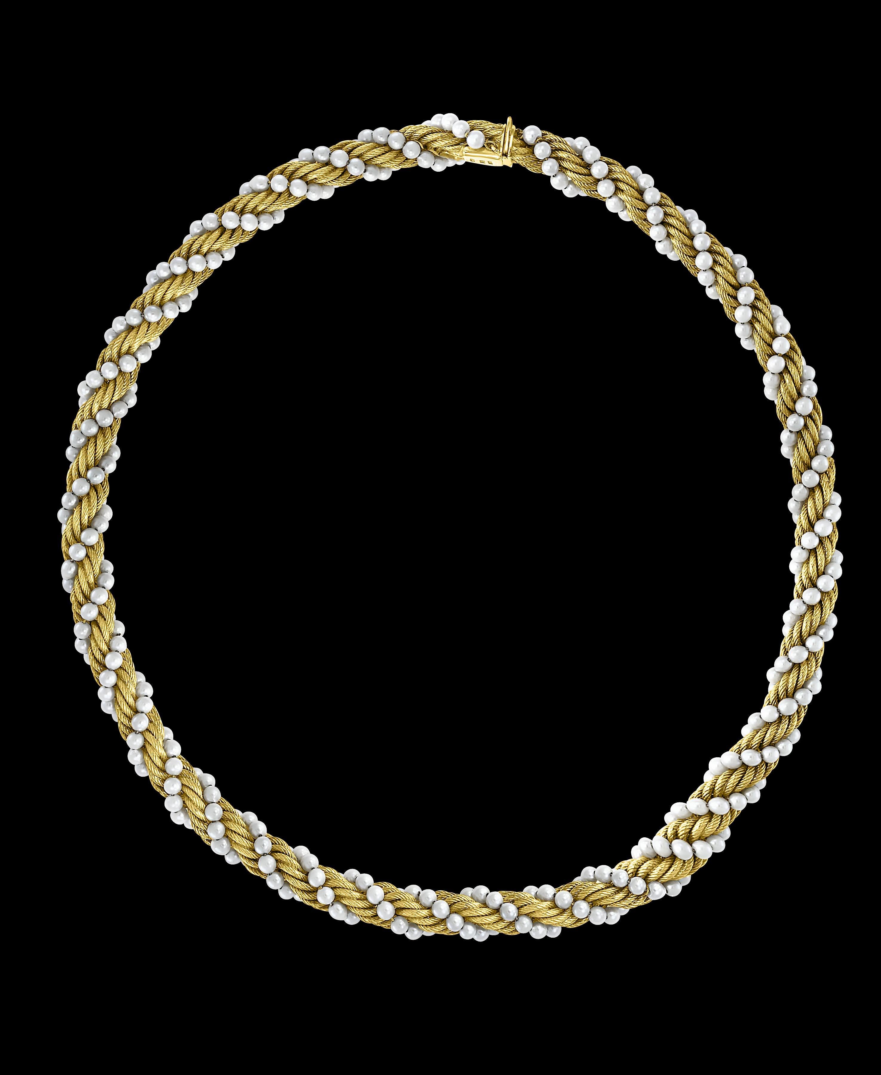 Perle Bucherer, collier et bracelet deux pièces en or jaune 18 carats et perles en vente