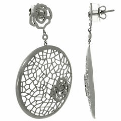 Bucherer White Gold Floral Drop Earrings