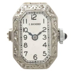 Antique Bucherer White Gold Ring Watch, circa 1920s 