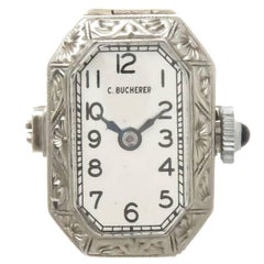 Montre à anneau en or blanc Bucherer:: vers 1920