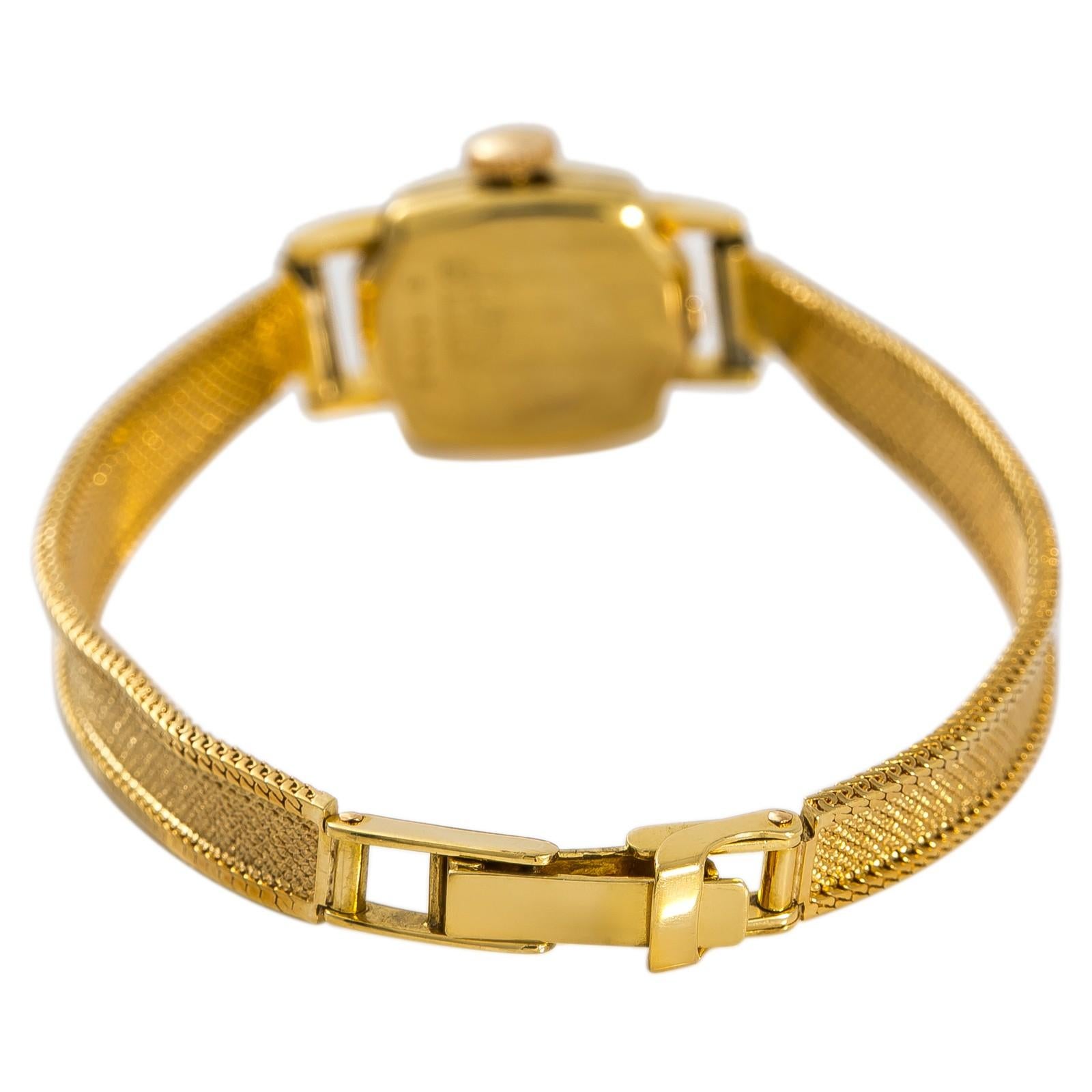 Bucherer 0 Reference #:Unknown. Bucherer Womens Vintage Hand Winding Watch Silver Dial 18K Yellow Gold 14mm. Verified and Certified by WatchFacts. 1 year warranty offered by WatchFacts.
