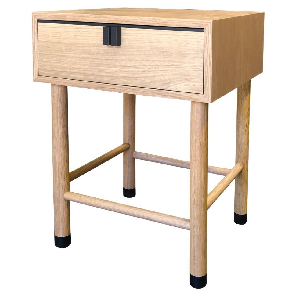 Buck Nightstand, Solid Oak with Black Metal Accents by Lynnea Jean