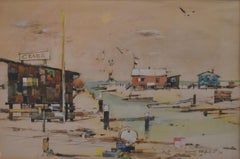 " CRAB SHACK " SCENA INTERCASTALE Houston Texas Scena di un porto dipinta nel 1965