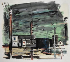 ARTE "POWERLINES" TAMBIÉN EN EL REVERSO DEL CUADRO.  TEMA INDUSTRIAL