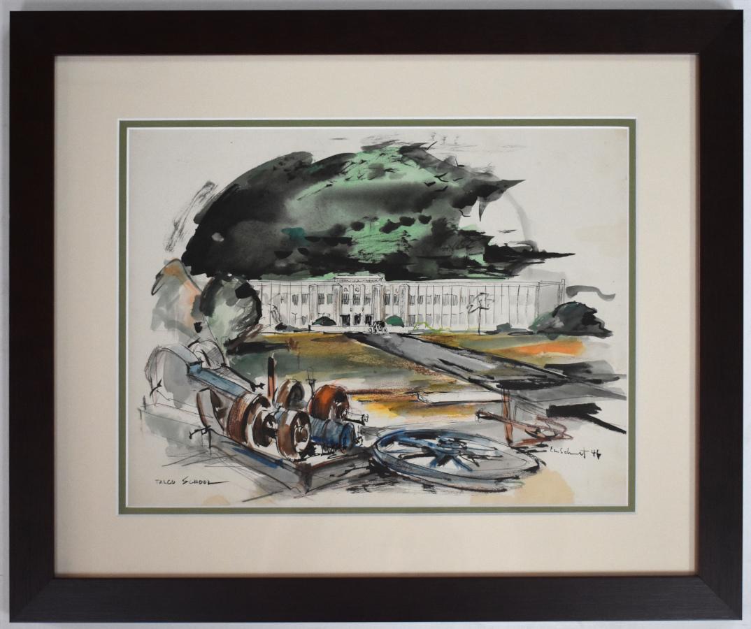 Buck Schiwetz
(1898-1984)
Artistics de Houston
Taille de l'image : 10,5 x 14
Taille du cadre : 17 x 20,5
Moyen d'expression : Aquarelle sur papier
Daté de 1946
