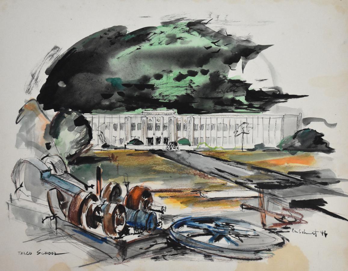 Landscape Painting Buck Schiwetz - "TALCO School" TALCO HIGH School TEXAS