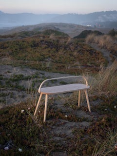 Bucket Bench, Modern Long Side Table or Seat with Bentwood Handle in Solid Ash