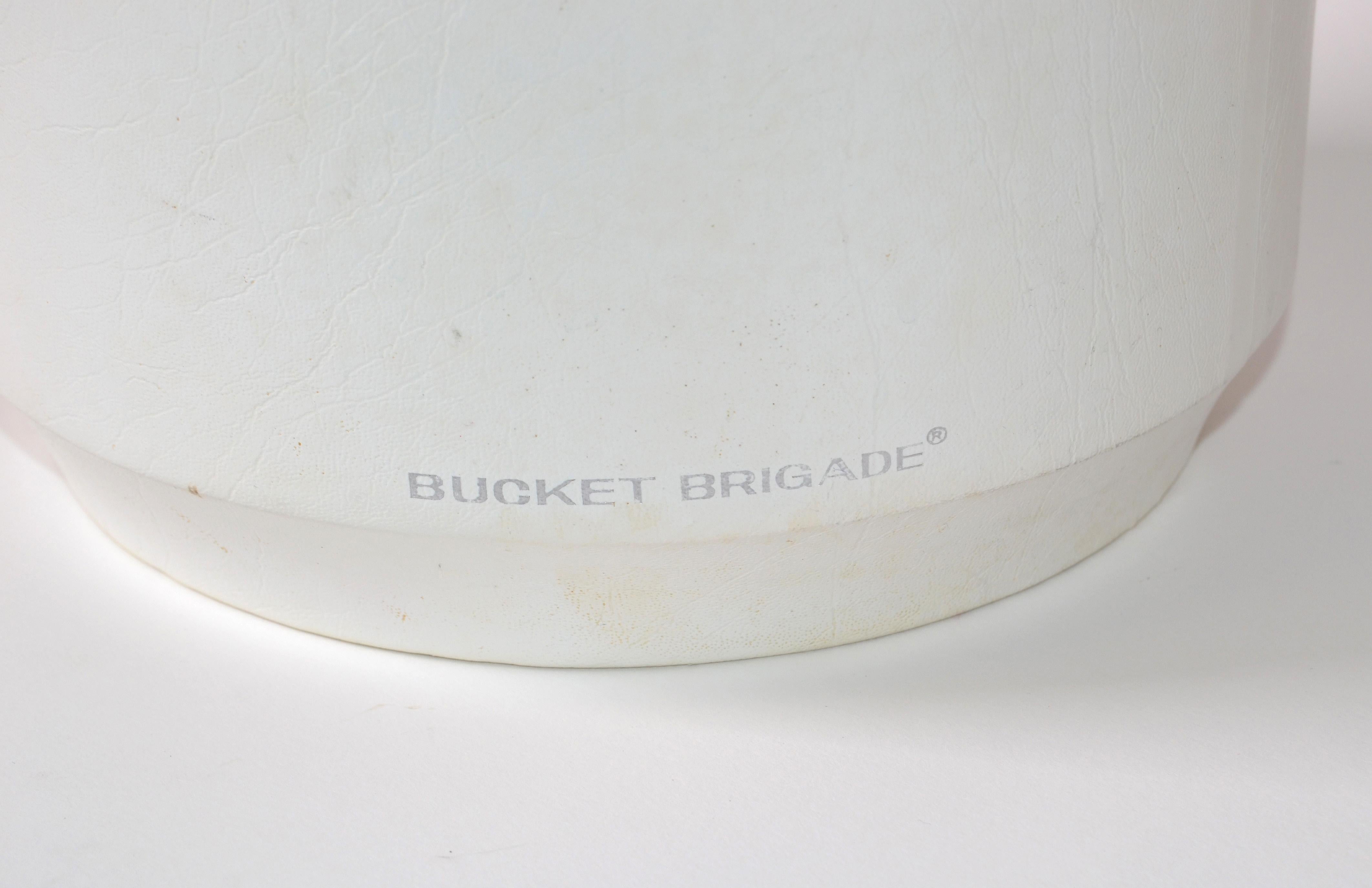 Bucket Brigade 1970 Mid-Century Modern White Leather & Lucite Lidded Ice Bucket For Sale 1