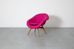 Bucket Lounge Chair von Miroslav Navrátil für Vertex mit Polsterung in New Fuschia
