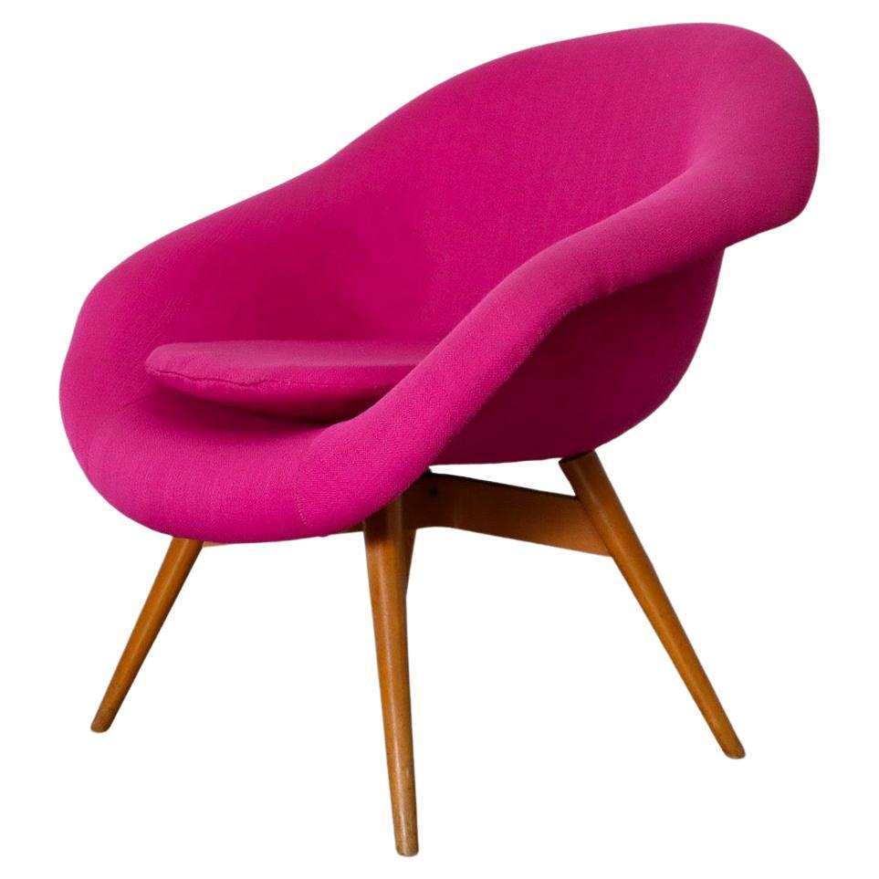 Bucket Lounge Chair by Miroslav Navrátil for Vertex in New Fuschia Upholstery