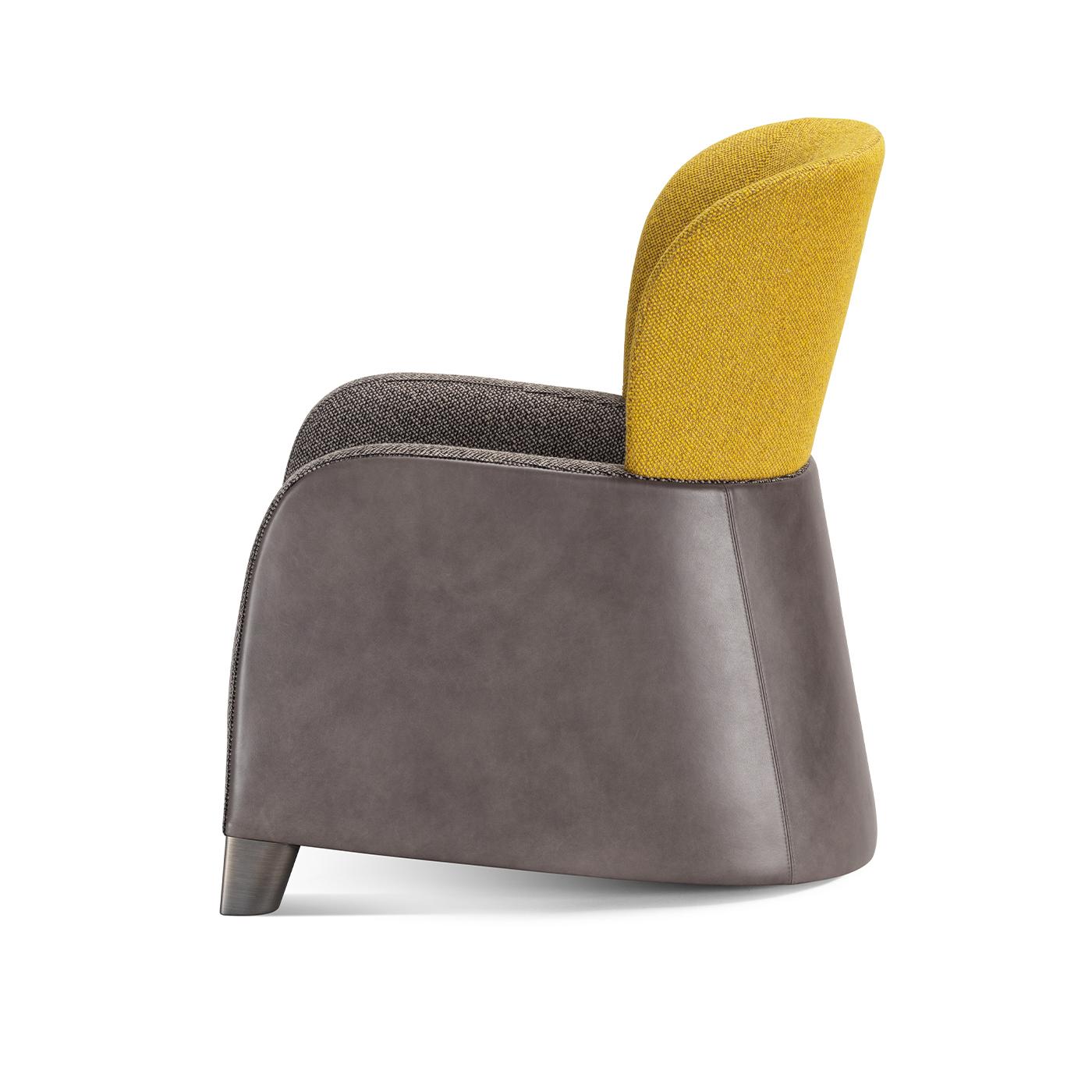 Italian Bucket Yellow/Gray Armchair with Tall Headrest by E. Giovannoni For Sale