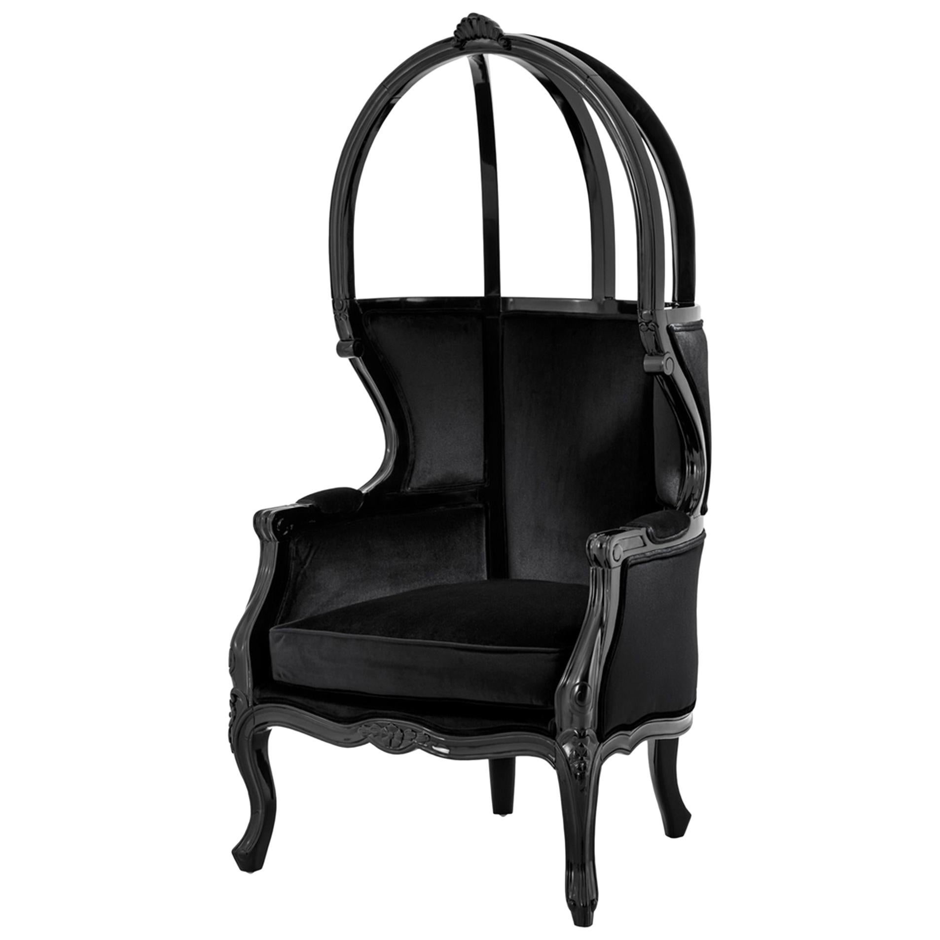 Buckingham-Sessel aus schwarzem Samt