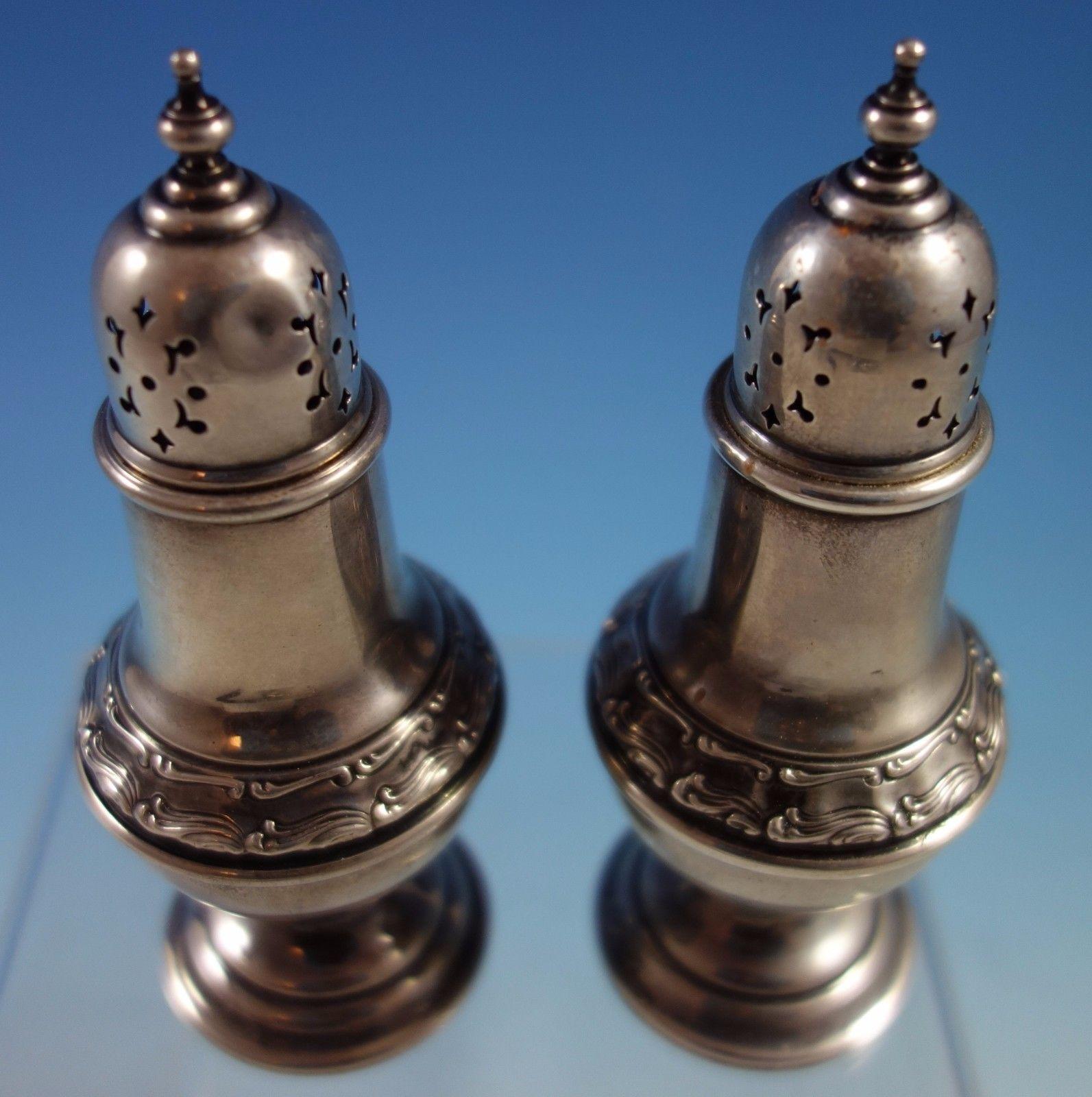 Buckingham by Gorham sterling silver salt and pepper shakers 2-piece set. The set is marked with #1178. The shakers measure 4