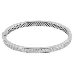 Buckingham Manschettenknopf mit Scharnier aus rhodiniertem Silber mit weißen Diamanten