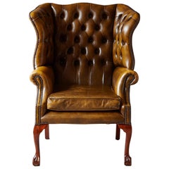 Chaise d'appoint Buckingham en cuir bruni de noyer par Hancock & Moore