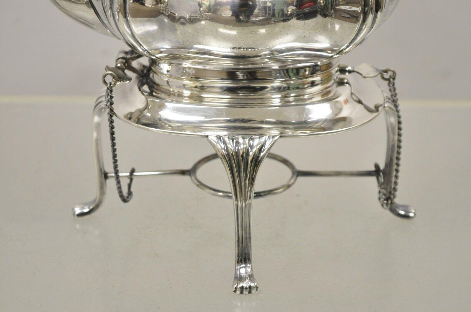 Buckingshire Sheffield England Silver Plated Victorian Tip Kettle and Stand For Sale 3
