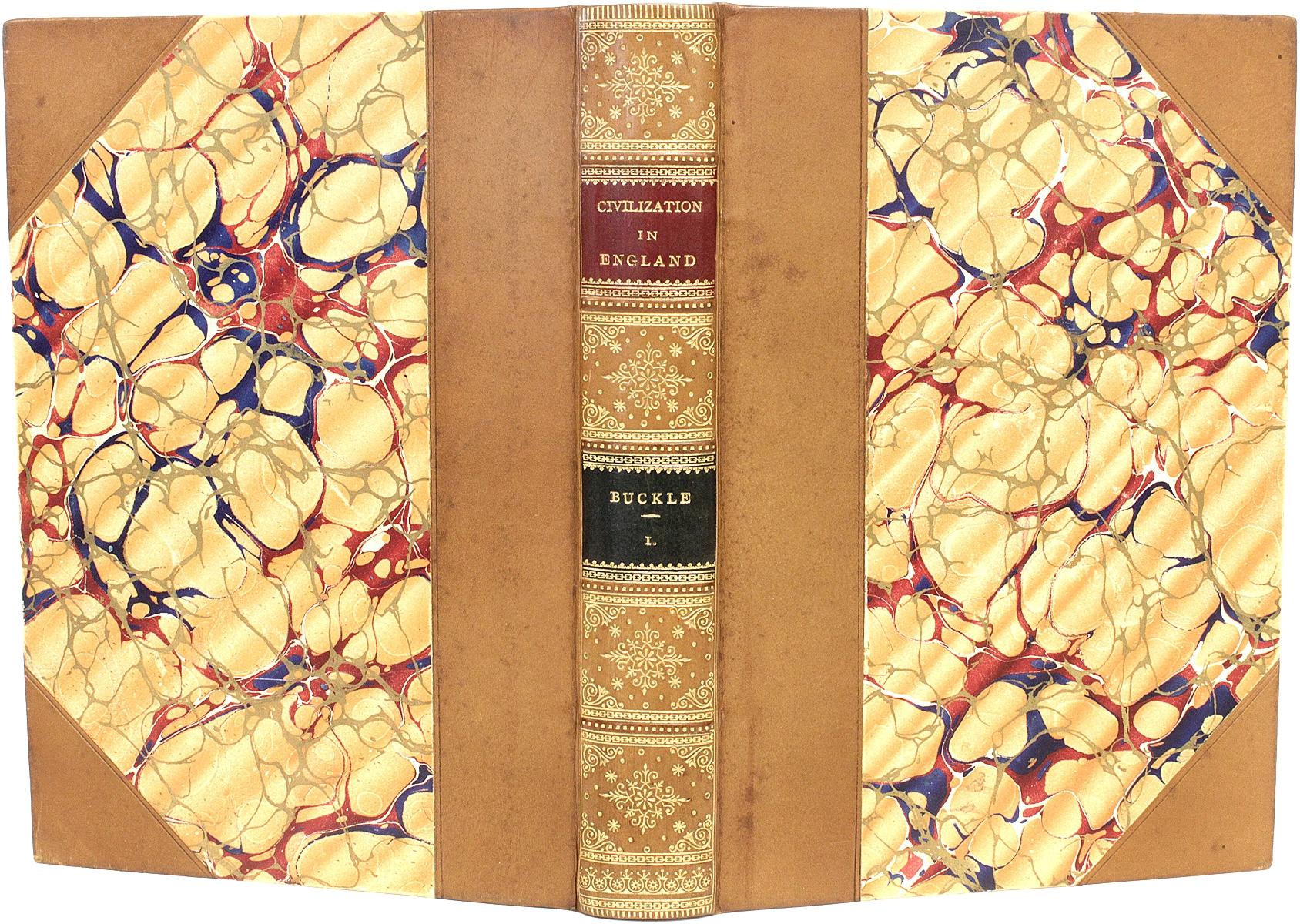 British Buckle, History of Civilization In England, 3 Vols, In A Fine Leather Binding For Sale