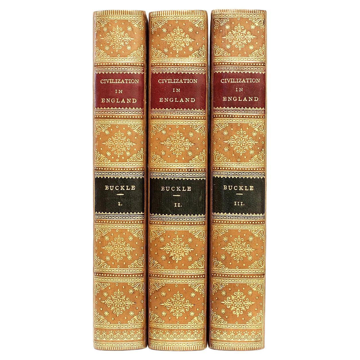 Buckle, History of Civilization In England, 3 Vols, In A Fine Leather Binding