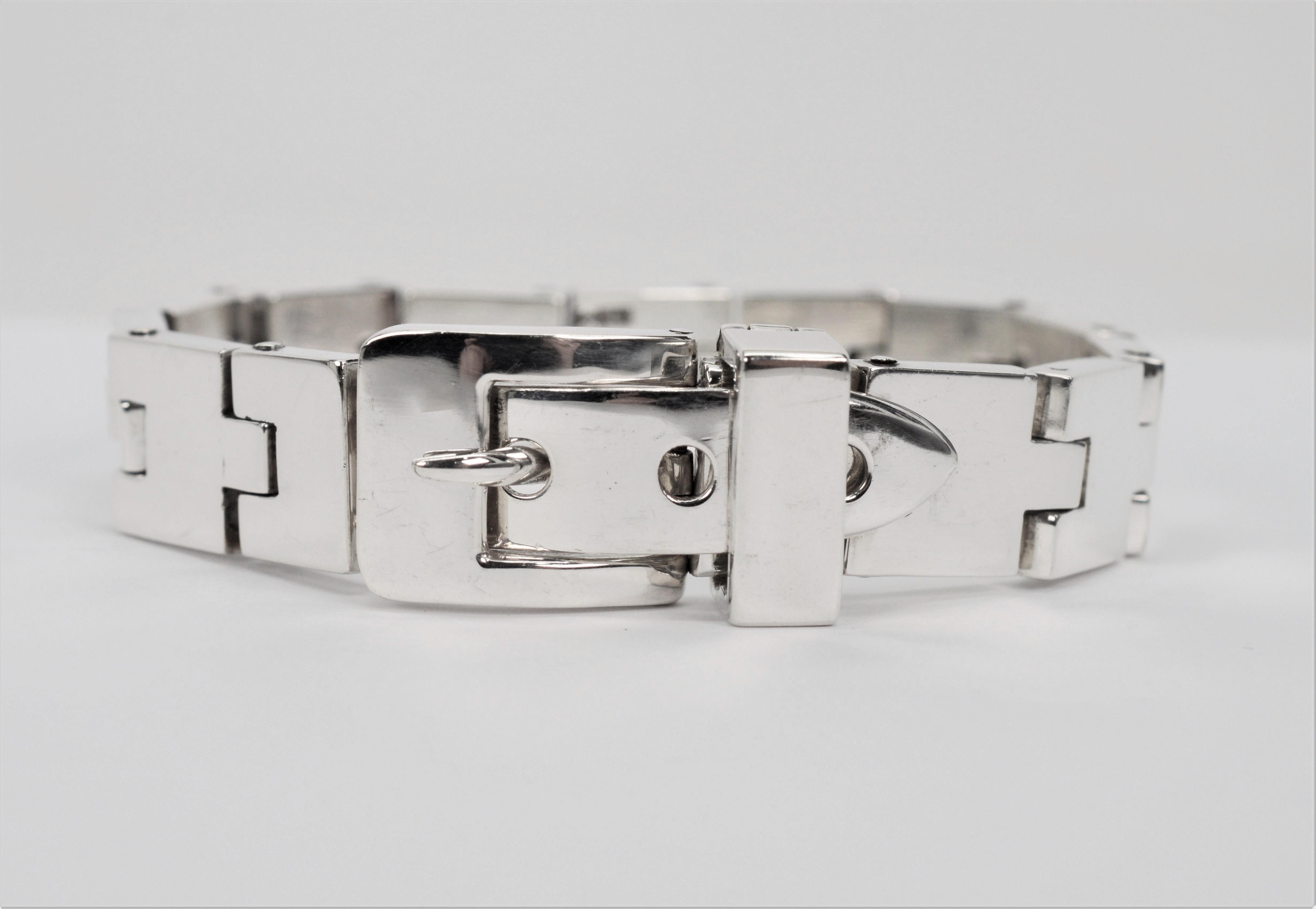 sterling silver belt buckle bracelet