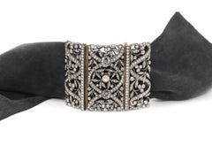 Buckle Rose-cut Diamonds Gold Silver Choker Bracelet, 1890