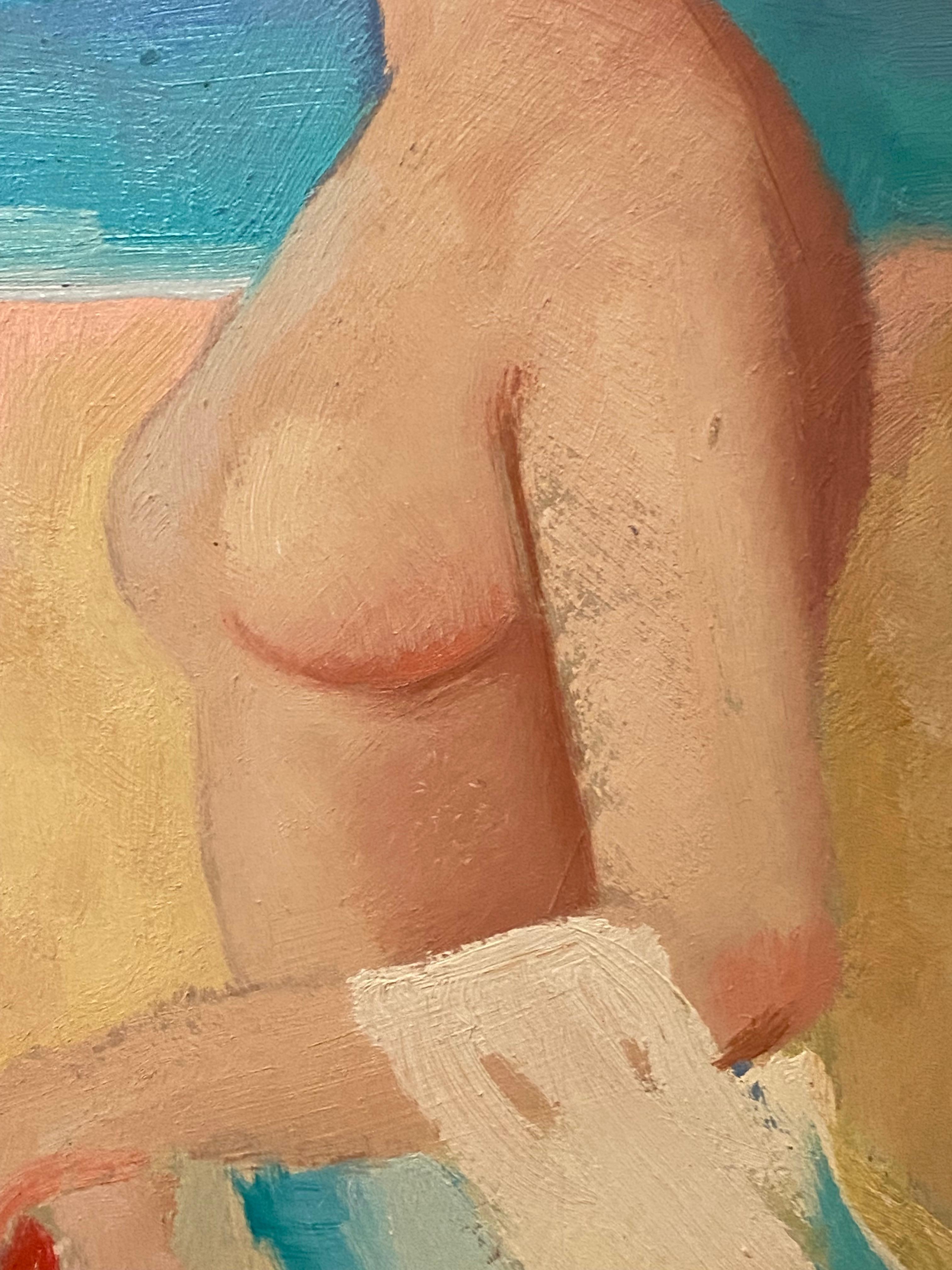 „Akt am Strand“  Öl auf Karton von Buckley MacGurrin – Painting von Buckley McGurrin