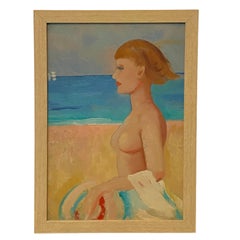 "Desnudo en la playa" Óleo sobre tabla de Buckley MacGurrin