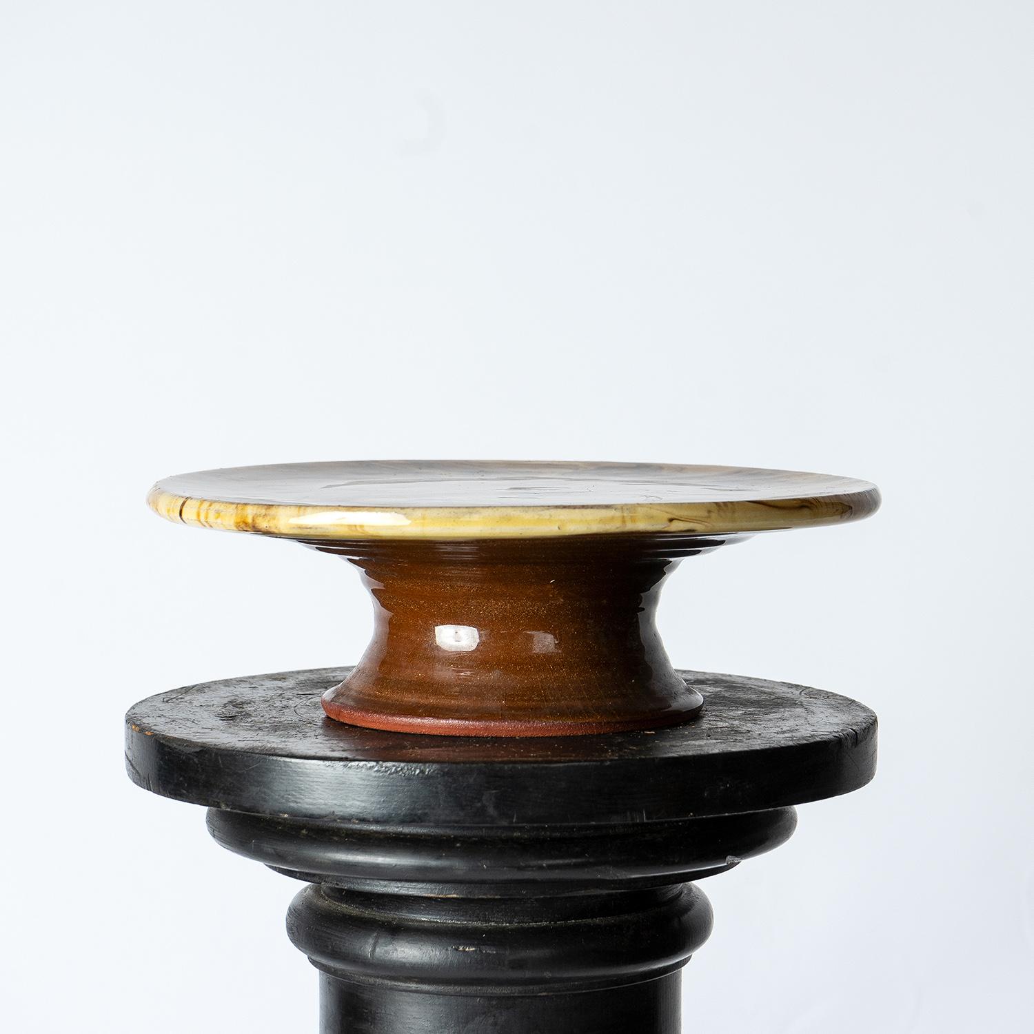 English Buckley Pottery Agate Ware Cake Stand, Early 20th Century For Sale