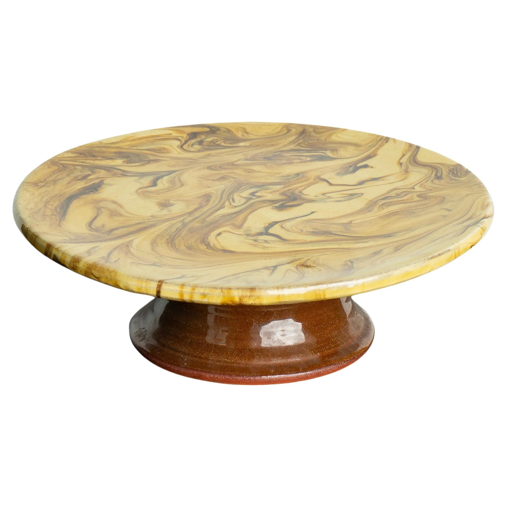 Buckley Pottery Agate Ware Cake Stand, Early 20th Century For Sale