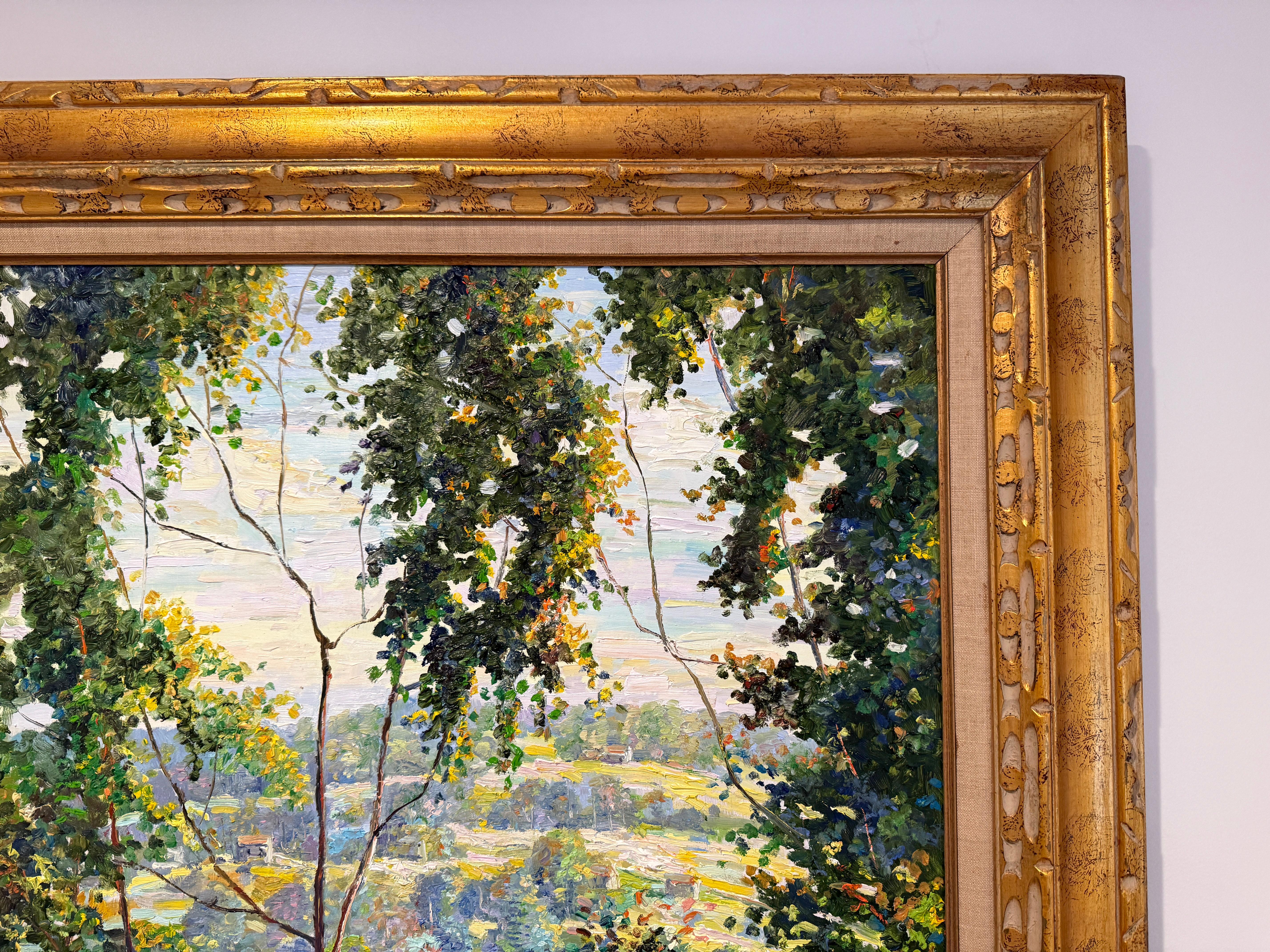 Bucks County Delaware River Lumberville Impressionist Tree Scene Oil Painting en venta 1