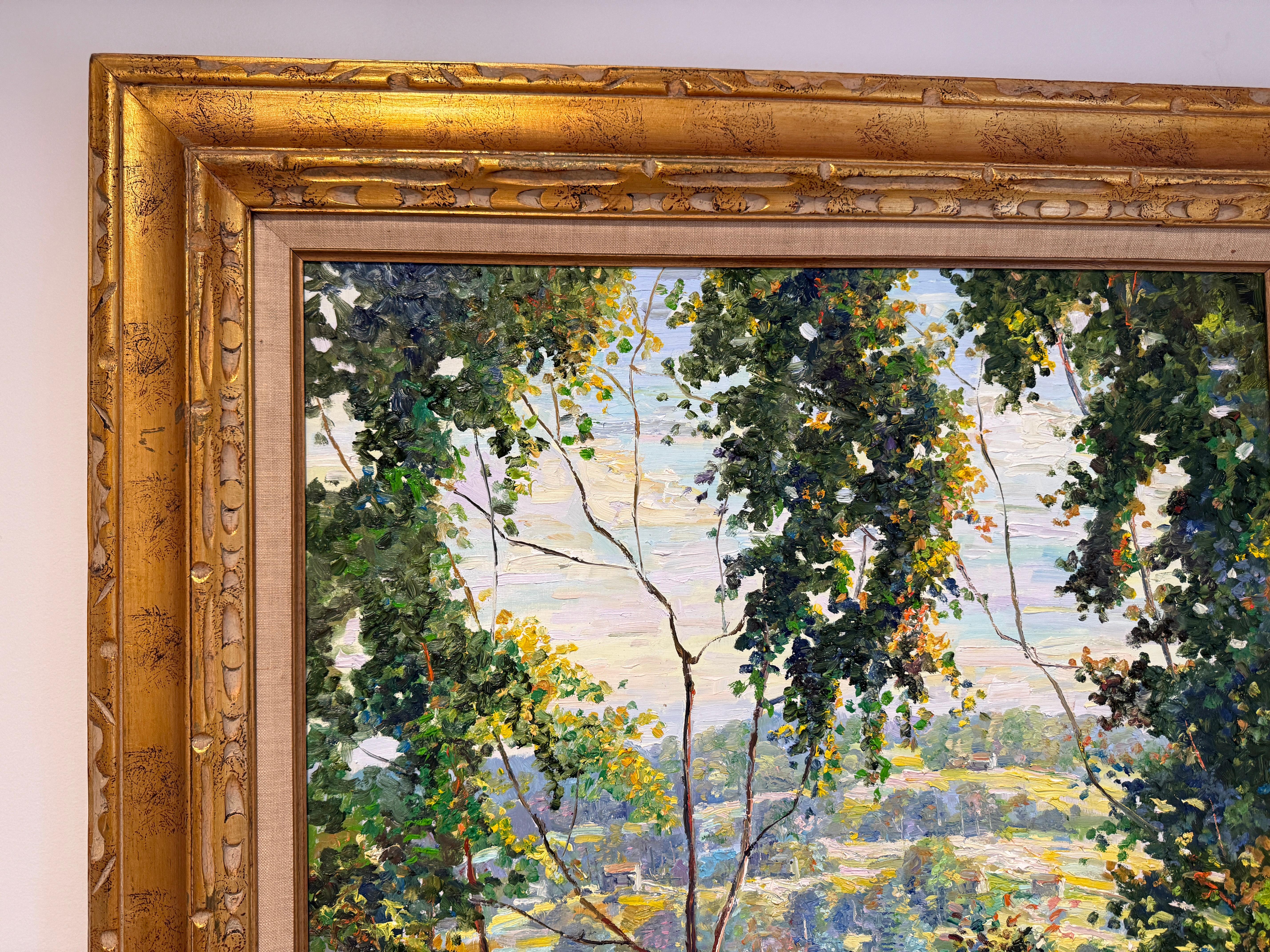 Bucks County Delaware River Lumberville Impressionist Tree Scene Oil Painting en venta 2