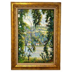 Bucks County Delaware River Lumberville Impressionist Tree Scene Oil Painting