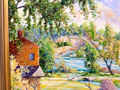 Bucks County River View Byram Quarry Impressionist Tree Scene Oil Painting