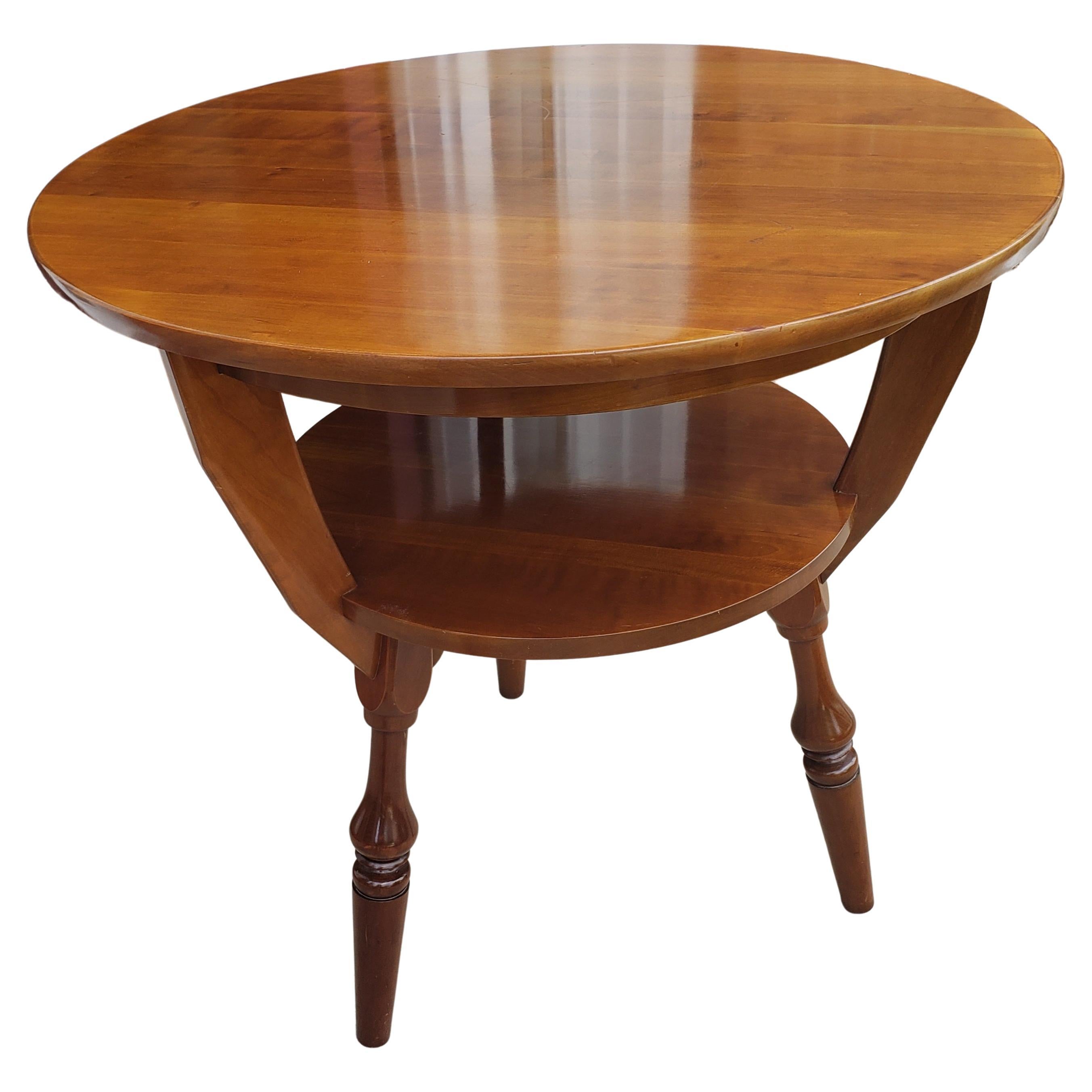 Bucks County Two-Tier Provincial Solid Cherry Gueridon Accent Table For Sale