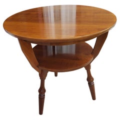 Vintage Bucks County Two-Tier Provincial Solid Cherry Gueridon Accent Table