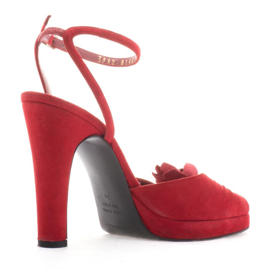 Red Sergio Rossi Buckskin sandal size 36 For Sale
