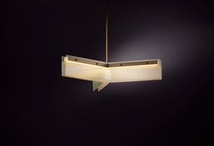 Lampada a sospensione a tre bracci angolari in ottone e alluminio di Christopher Boots