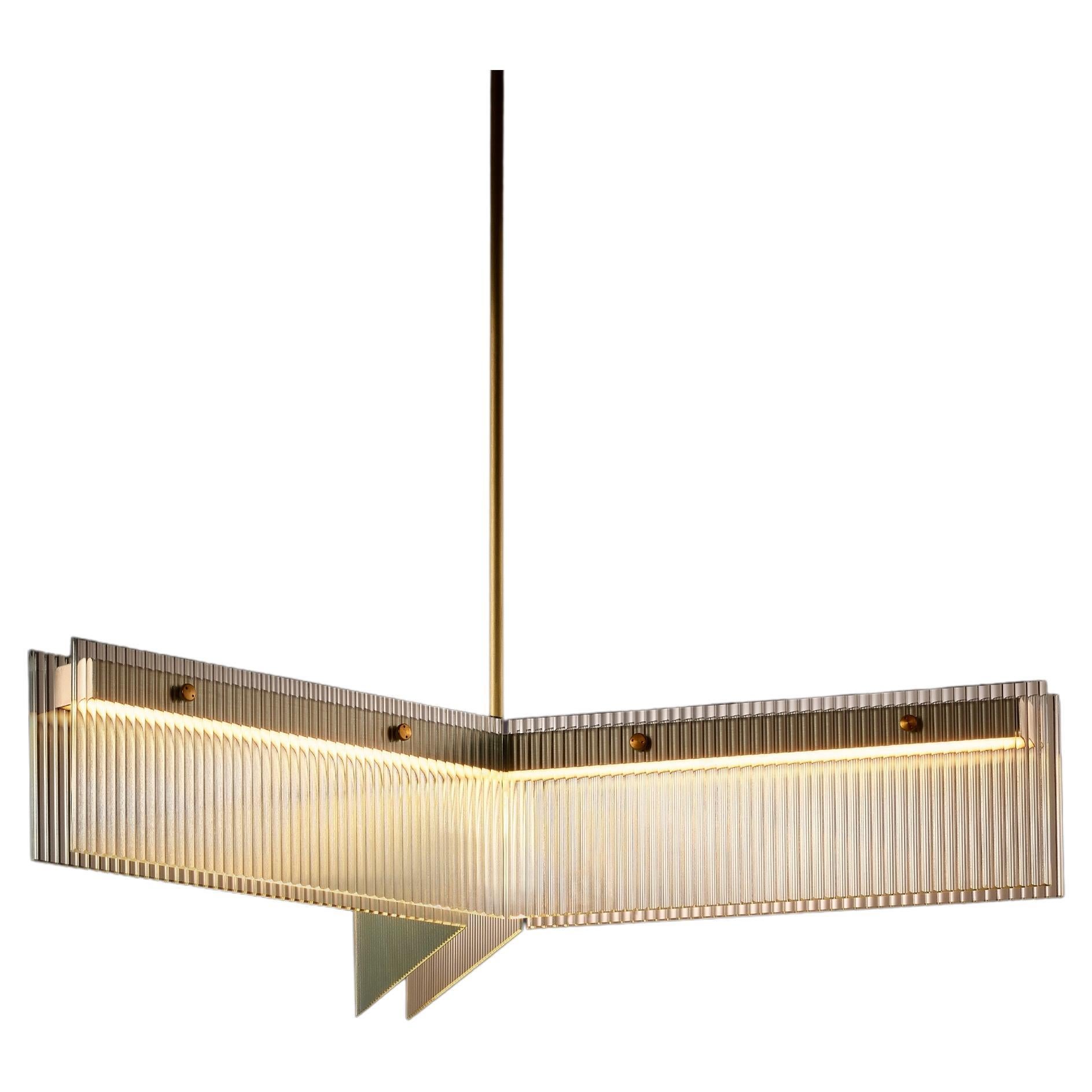 Lampada a sospensione a tre bracci angolari in ottone e alluminio di Christopher Boots