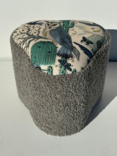 Boucle Stool in Whimsical Owl Motif Design