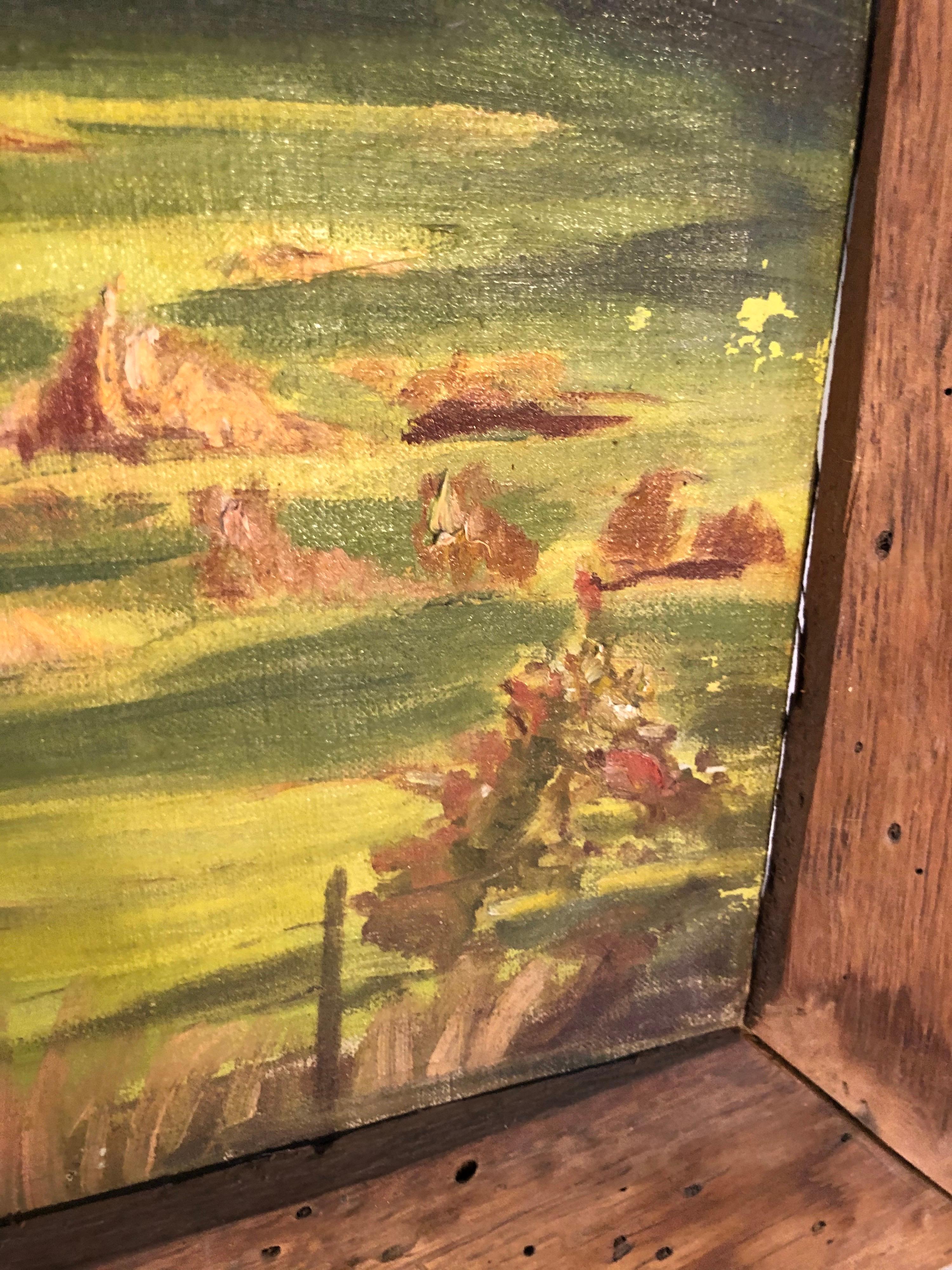 Bucolic Landscape in Primitive Barnwood Frame For Sale 6