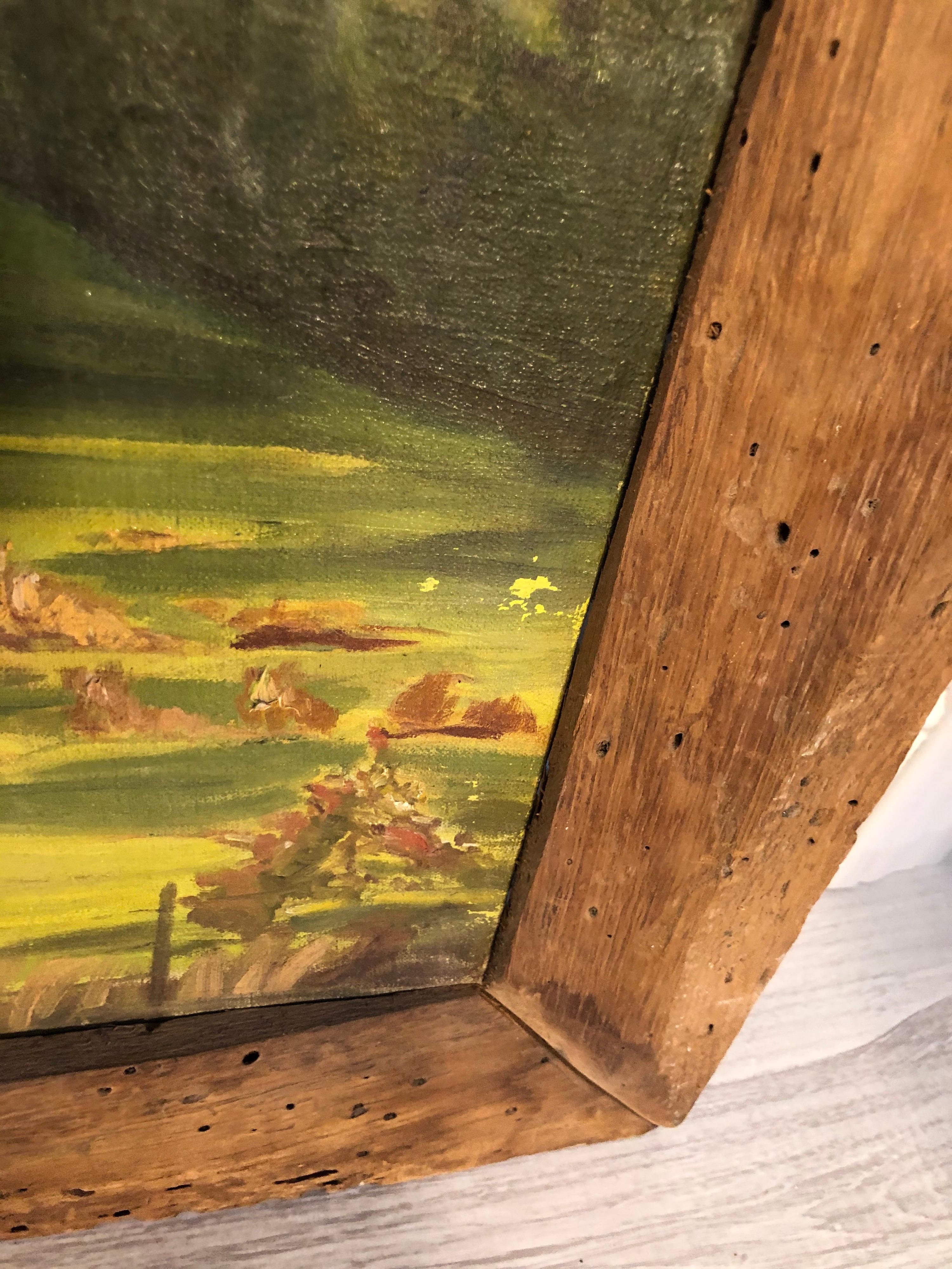 Bucolic Landscape in Primitive Barnwood Frame For Sale 10