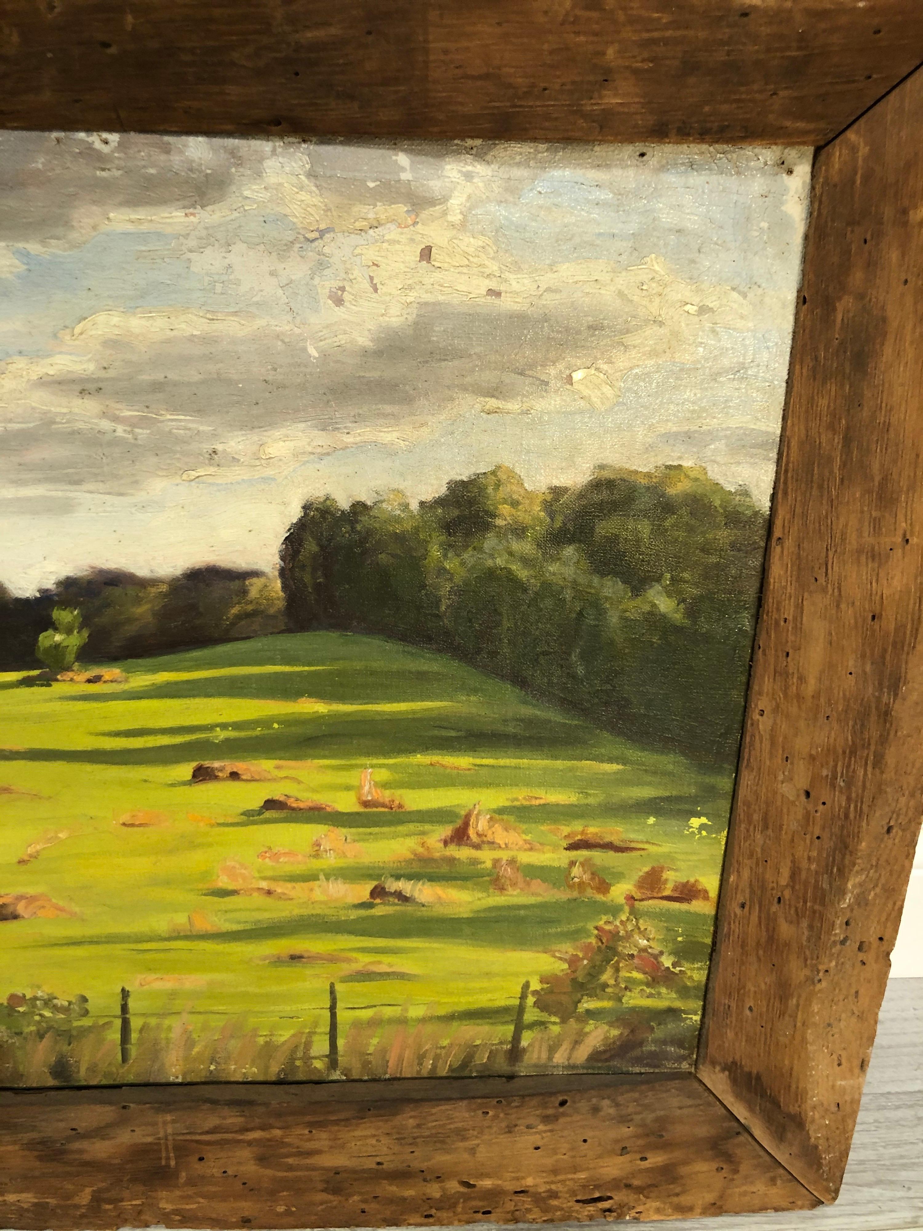 Bucolic Landscape in Primitive Barnwood Frame For Sale 1
