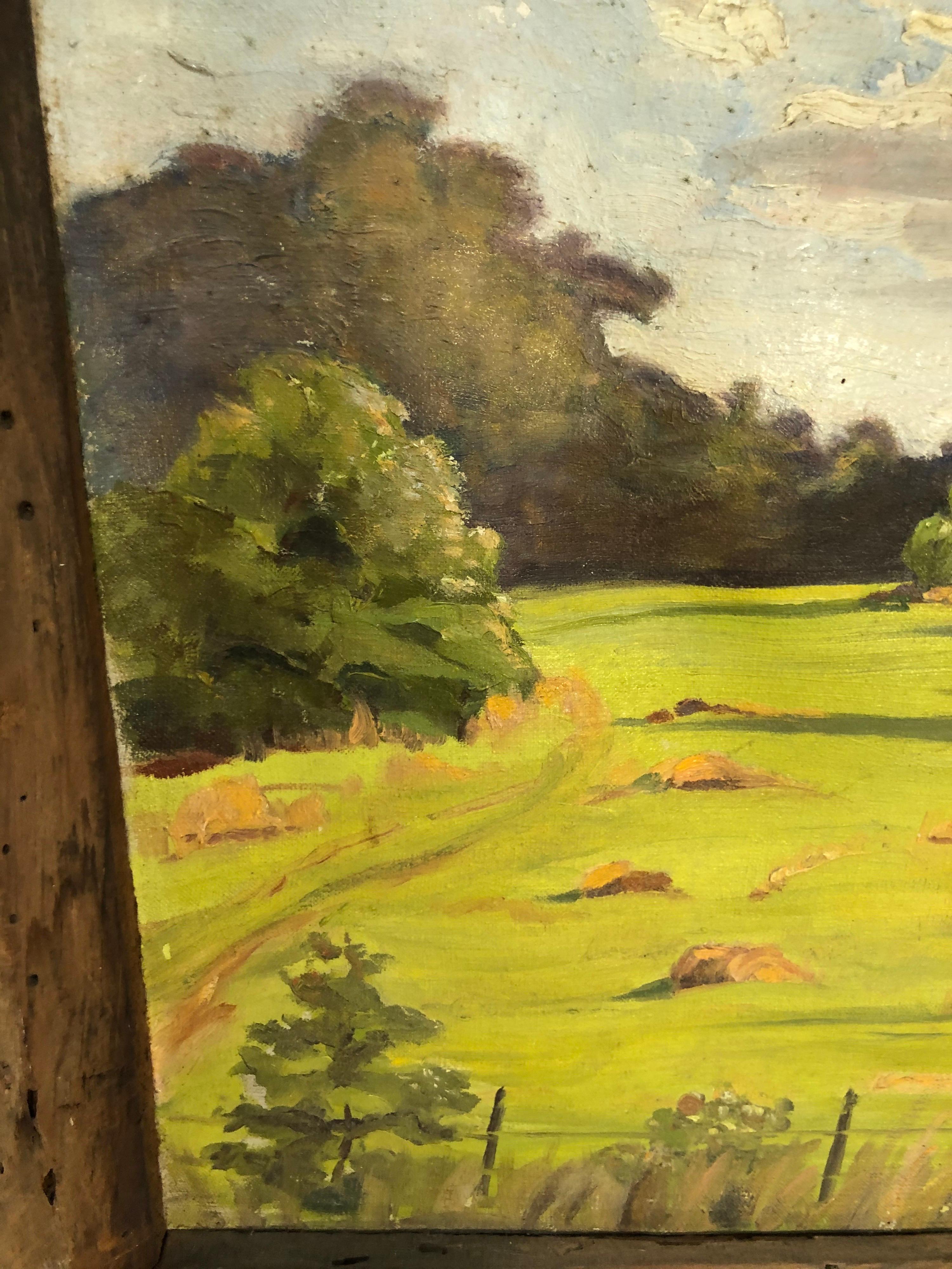 Bucolic Landscape in Primitive Barnwood Frame For Sale 2