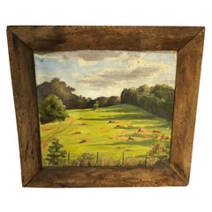 Bukolische Landschaft in primitivem Scheunenholzrahmen