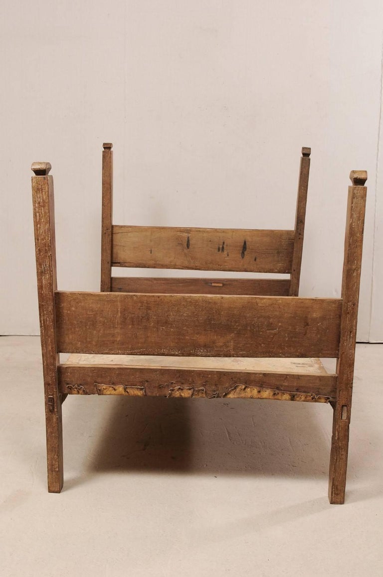 Bucolic Vintage Brazilian Cowhide and Wood Frame Single Size Day Bed