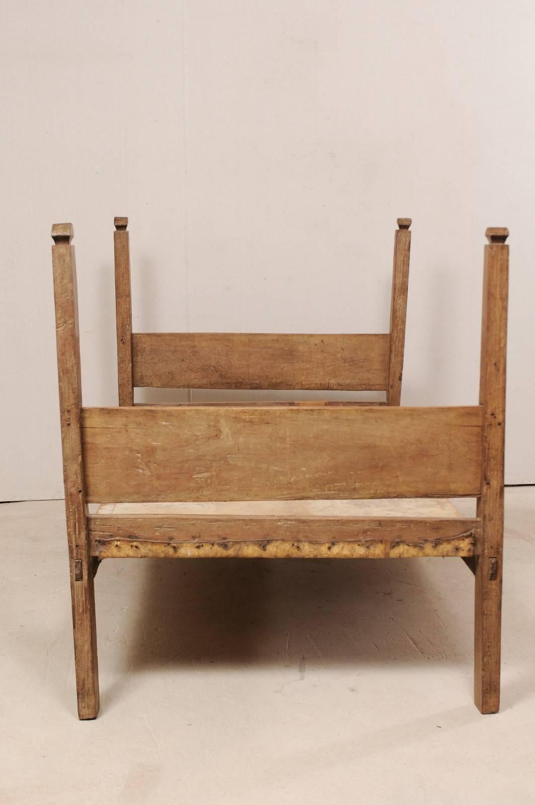 A Charmingly Bucolic Vintage Brazilian Cowhide & Wood Frame Single Size Day Bed For Sale 2