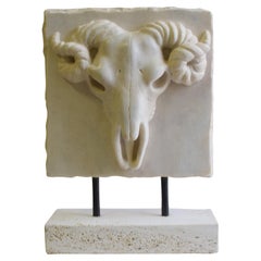 Vintage "Bucranium," a sculpture made of white Carrara marble
