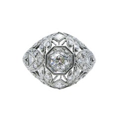 Bud & Blossom Art Deco Platinum Diamond Dome Cocktail Ring