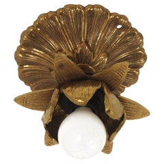 Plafoniera Bud Flower in bronzo, Spagna, anni '50